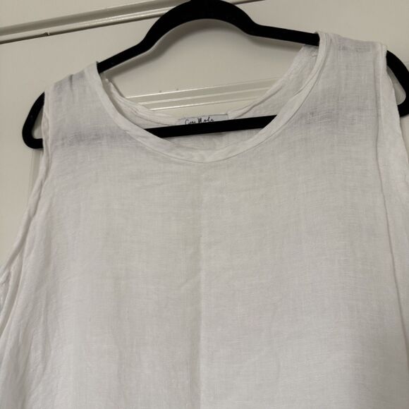 Gigi Moda 100% linen white tank top summer spring Large - Picture 7 of 15
